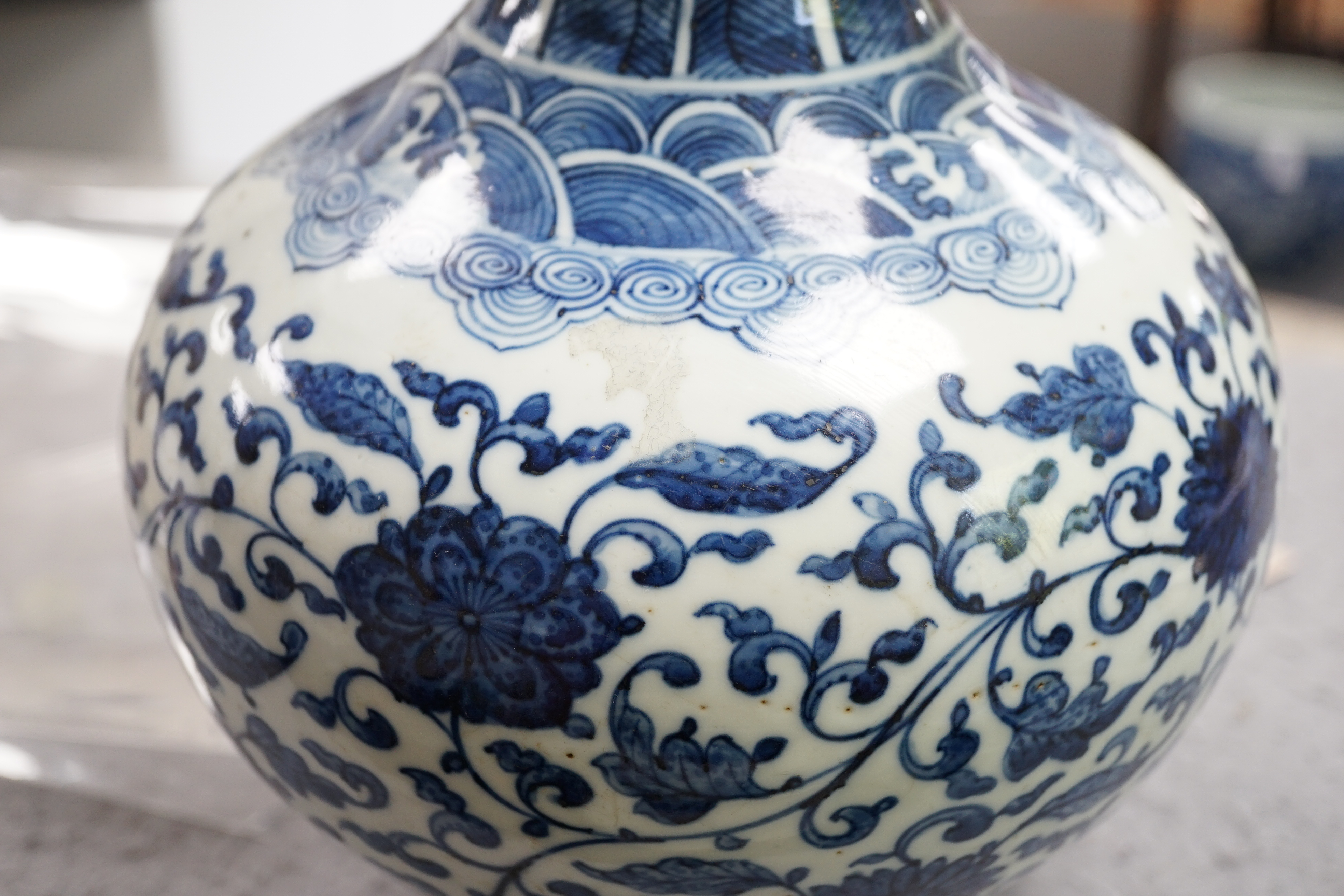 A Chinese blue and white ‘lotus’ vase, 20th century